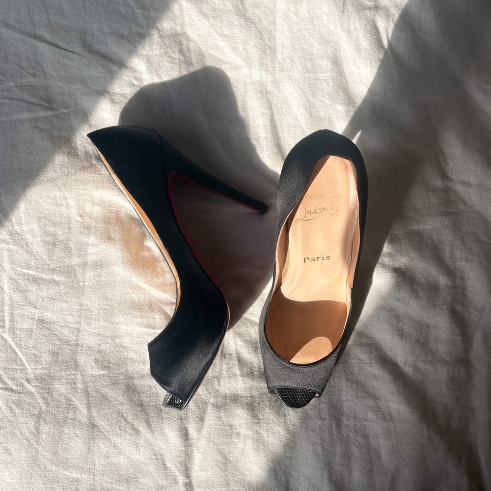 Christian Louboutin Black Satin Pumps